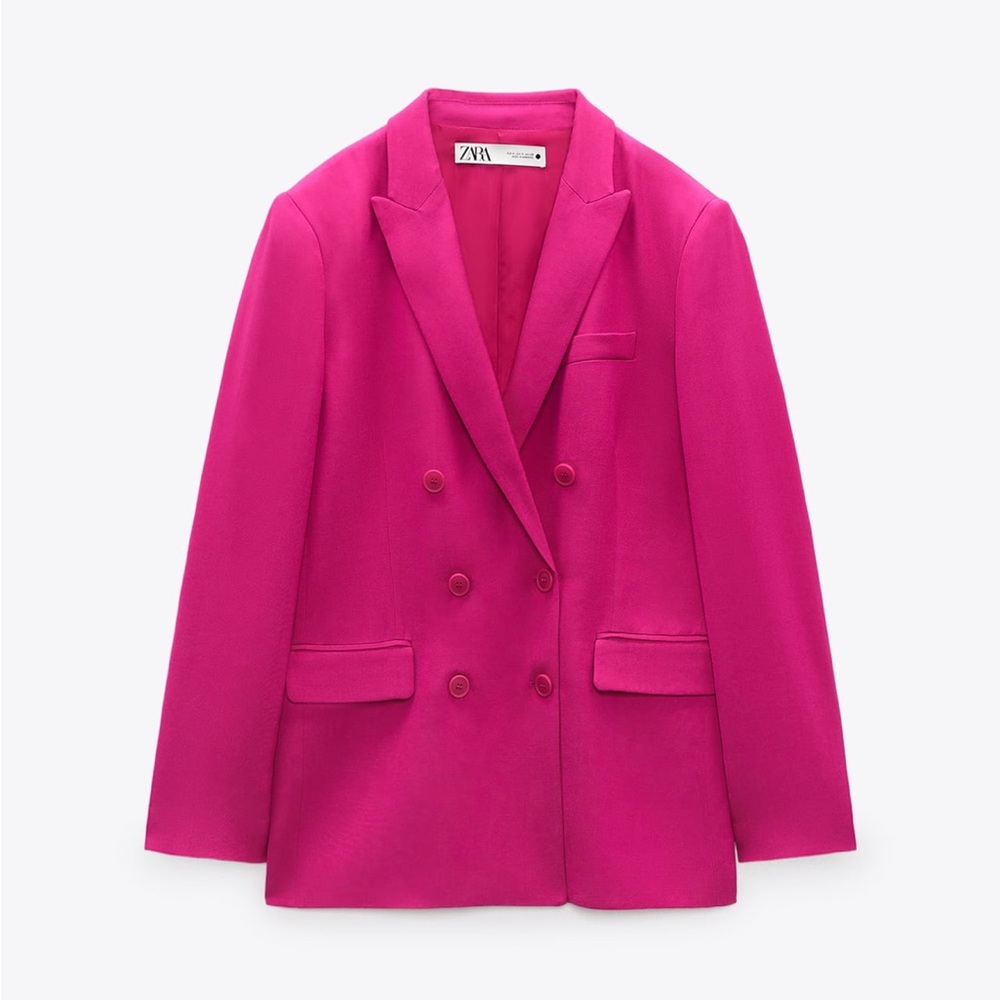 Zara Fuchsia Flowy Buttons Blazer